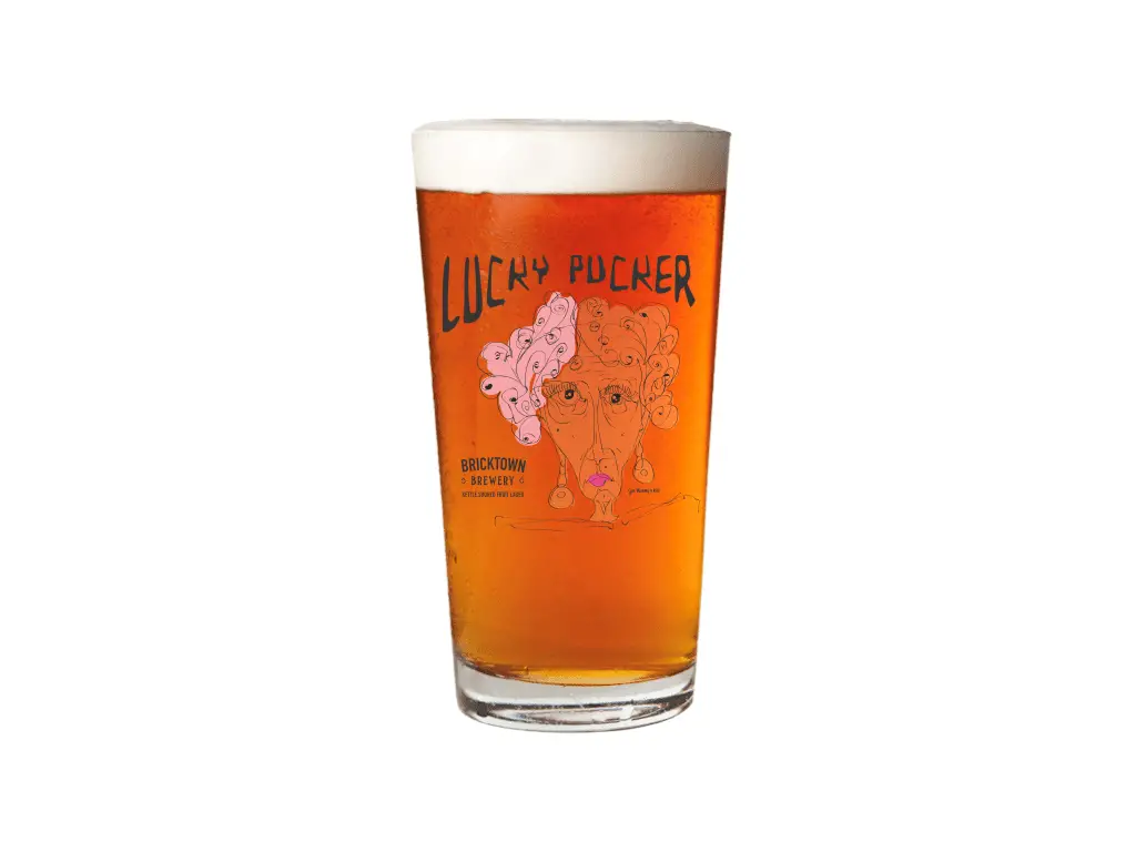 Glass of Lucky Pucker beer in a glass