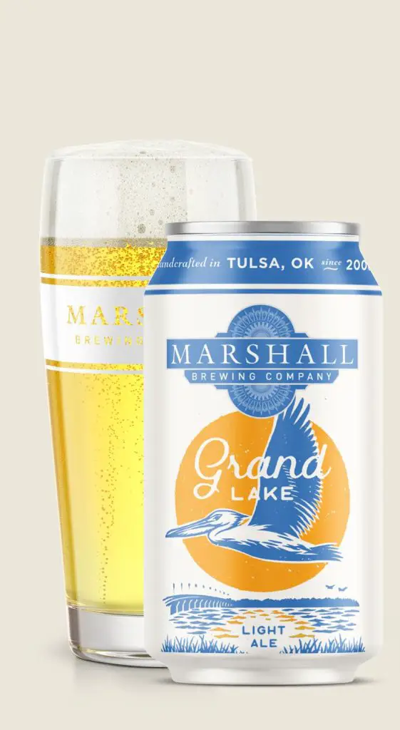 Marshall Grand Lake Light Ale Can with Glass