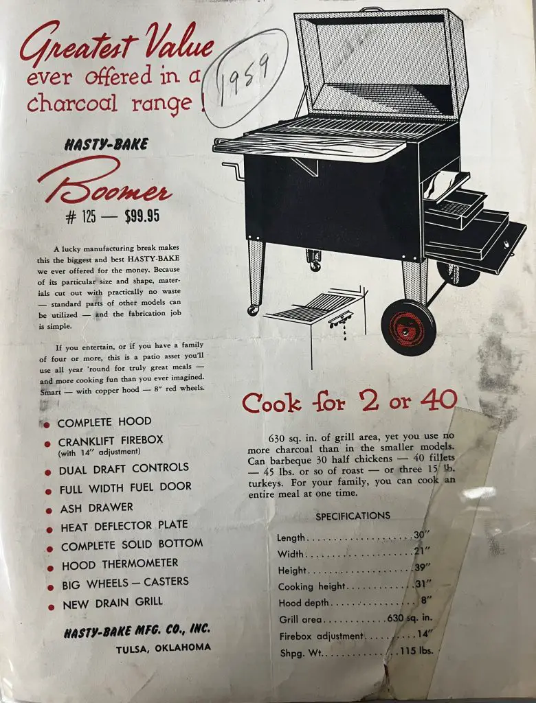 Historic Hasty Bake Ad or Manual
